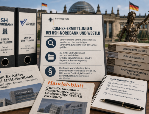 Gründe für fehlende strafrechtliche Konsequenzen bei Cum-Ex-Fällen HSH-Nordbank und WestLB